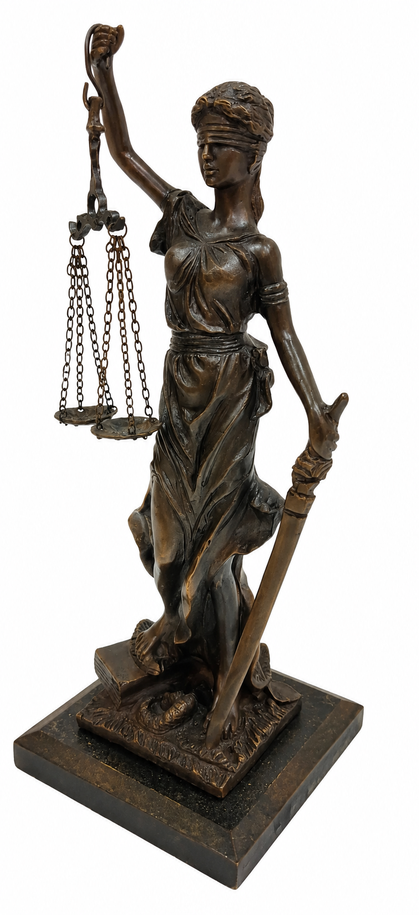 Lady Justice Brass Statue with Scales and Sword