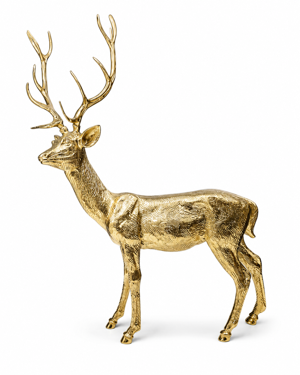 Large Solid Brass Deer Statue