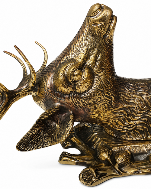 Life-Size Solid Brass Deer Head Sculpture