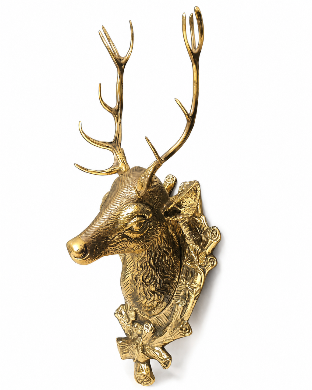 Life-Size Solid Brass Deer Head Sculpture