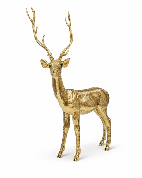 Large Solid Brass Deer Statue