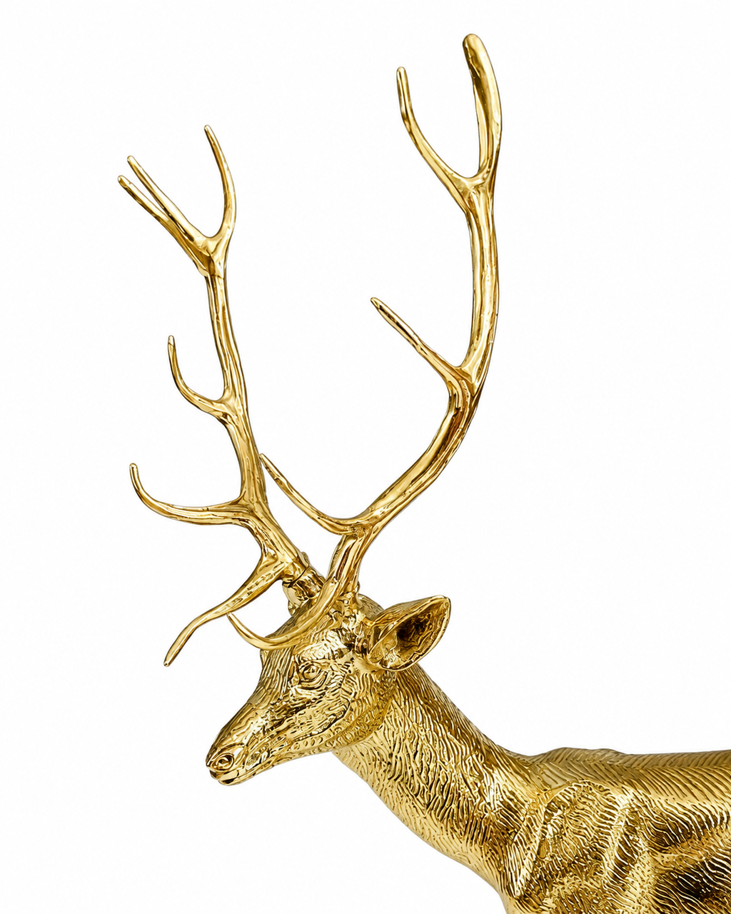 Large Solid Brass Deer Statue
