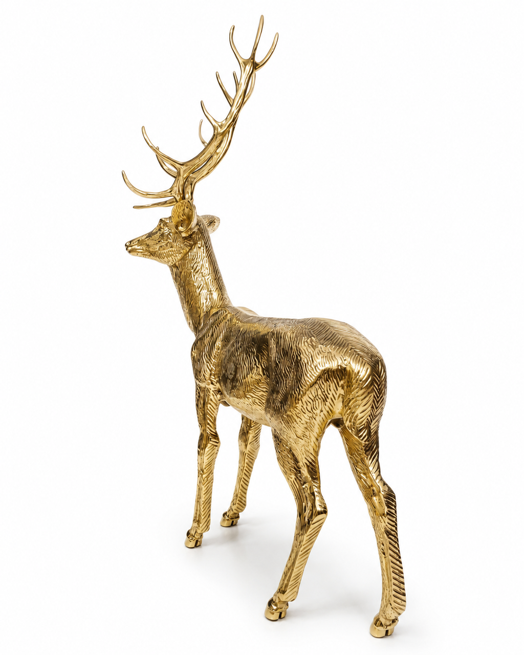 Large Solid Brass Deer Statue