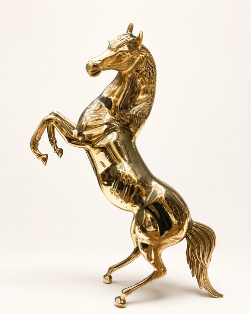 Handcrafted Solid Brass Rearing Horse Statue