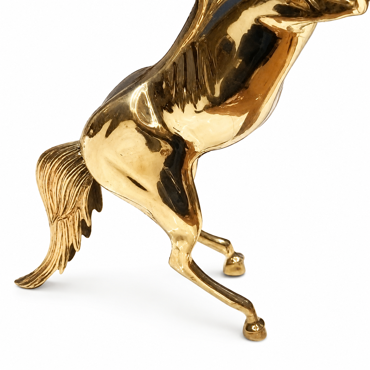 Handcrafted Solid Brass Rearing Horse Statue