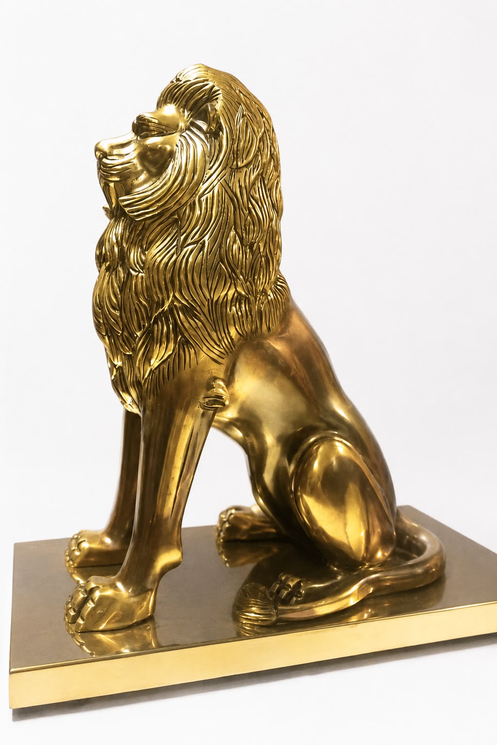 Handcrafted Solid Brass Golden Lion Statue