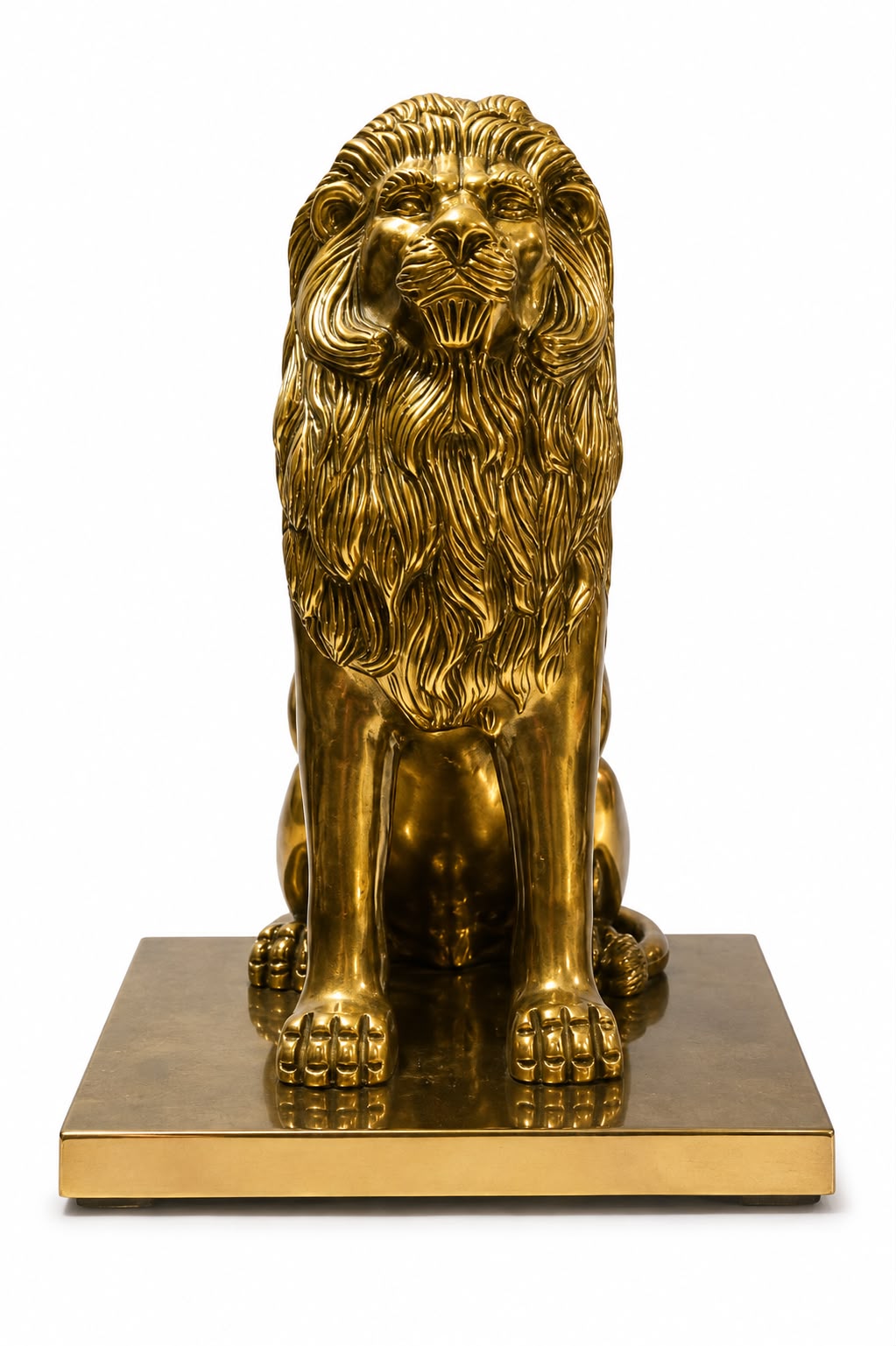 Handcrafted Solid Brass Golden Lion Statue