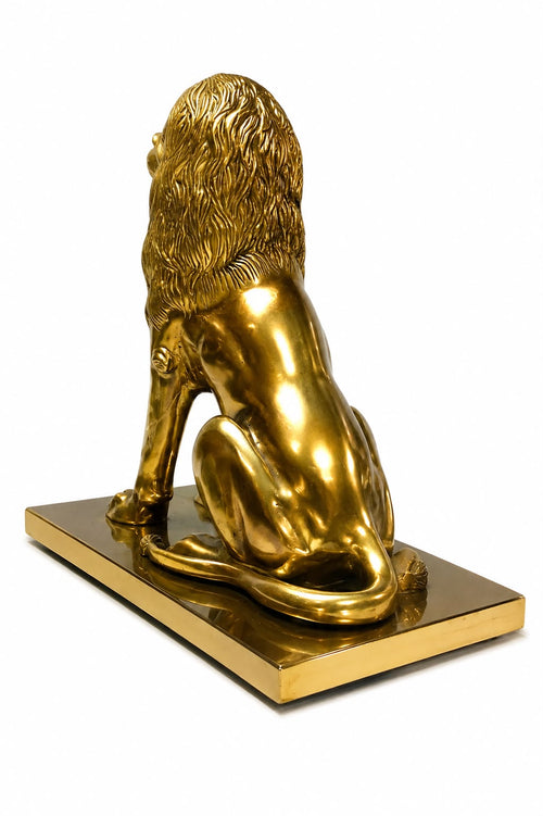 Handcrafted Solid Brass Golden Lion Statue
