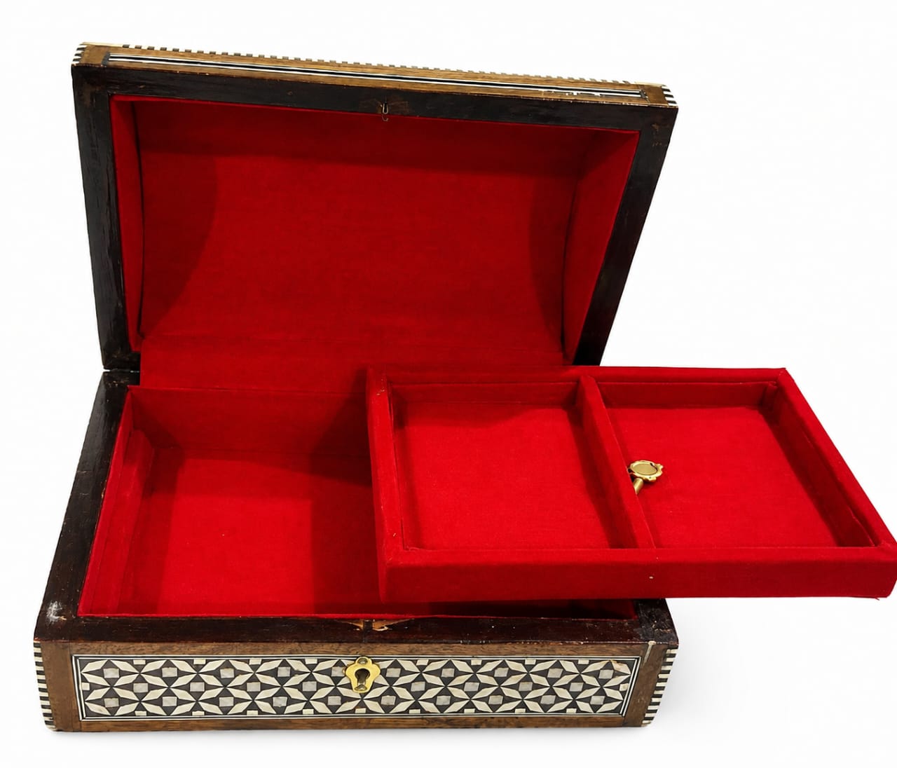 Luxury Mother-of-Pearl Chess Set with Metal Pieces & Storage Box