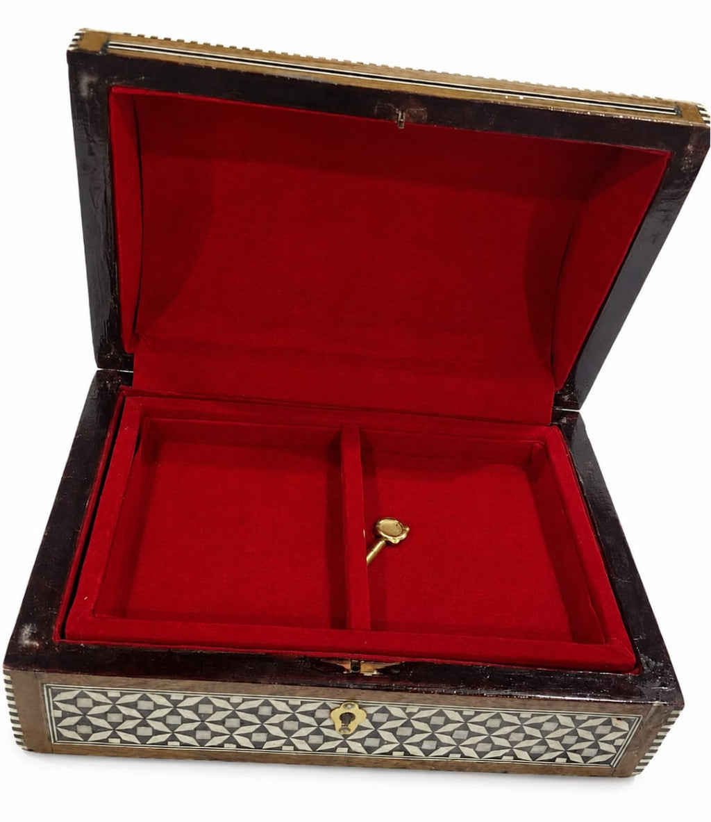 Luxury Mother-of-Pearl Chess Set with Metal Pieces & Storage Box